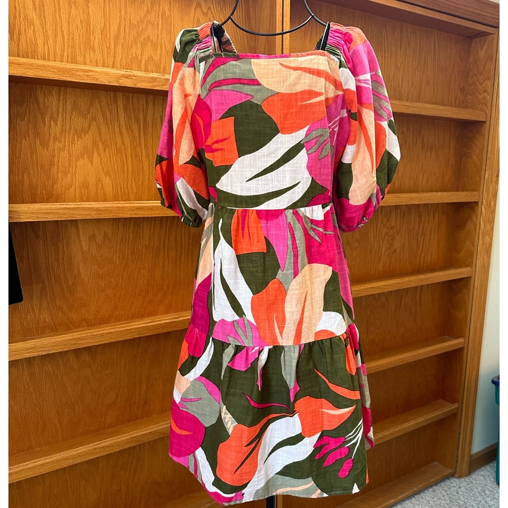 Mlle Gabrielle Cotton Floral Puff Sleeve Dress